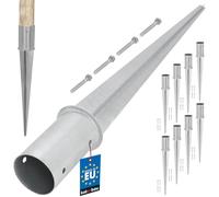 KOTARBAU® Lot de 8 Support Poteau Bois - ⌀ 80 mm - Support Poteau à Enfoncer - Acier Galvanisé - Argent - pour Poteaux Bois Rond - Résistant à La Corrosion