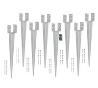 KOTARBAU® Lot de 8 supports de poteau de 0 à 120 mm réglables en acier galvanisé à chaud - Douille de sol à enfoncer - Poteaux d'ancrage - Acier argenté