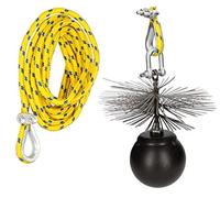 KOTARBAU Lot de balais de cheminée - Toutes les tailles - En acier à ressort - Corde de traction - Barre flexible - Balai à suie - Kit de nettoyage en maçonnerie, 16 mètres, 150 mm