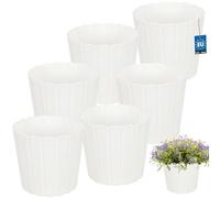 KOTARBAU® Lot de pots de fleurs - Pot de fleurs - En plastique - Pour plantes d'intérieur - Grand - Extérieur - Cache-pot - Balcon - Décoratif, Blanc., ⌀ 20 cm