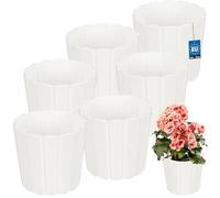 KOTARBAU® Lot de pots de fleurs - Pot de fleurs - En plastique - Pour plantes d'intérieur - Grand - Extérieur - Cache-pot - Balcon - Décoratif, Blanc., ⌀ 17 cm