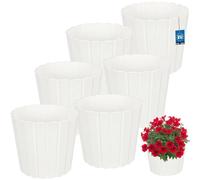 KOTARBAU® Lot de pots de fleurs - Pot de fleurs - En plastique - Pour plantes d'intérieur - Grand - Extérieur - Cache-pot - Balcon - Décoratif, Blanc., ⌀ 29 cm