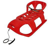 KOTARBAU® Luge Enfant - avec Dossier et Ceinture - Plastique - 87 x 45 x 42 cm - Rouge - Sled - Traineau Enfant - Luge - Traineau a Neige - avec Corde pour Tirer dans la Neige
