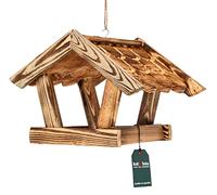 KOTARBAU® Mangeoire à oiseaux à suspendre - 39 x 27 cm - En bois - Avec bardeaux en bois - Mangeoire pour oiseaux sauvages - Mangeoire pour oiseaux sauvages - Balcon