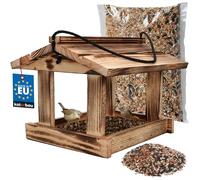 KOTARBAU® Mangeoire Oiseaux À Suspendre - Bois Naturel - 21 x 23,5 cm - Mangeoire Oiseaux Extérieur Bois - Rustique - 0,5 kg Nourriture - Décoration Jardin
