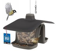 KOTARBAU® Mangeoire Oiseaux Extérieur à Suspendre - Plastique - 28,5x18 cm - Noir - Mangeoire Oiseaux a Suspendre - Durable -Résistante Intempéries - avec Câble Acier