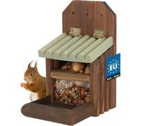 KOTARBAU® Mangeoire pour écureuils en bois 14 x 25.5 cm Niche pour écureuils Maison pour la nourriture des écureuils Niche pour écureuils Mangeoires pour écureuils Nichoir
