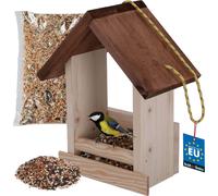 KOTARBAU® Mangeoire pour oiseaux à suspendre 180 x 105 x 275 mm + nourriture 0,5 kg Balcon Distributeur de nourriture pour oiseaux Bois Brun Mangeoire pour oiseaux Mangeoire pour oiseaux Colonne de no