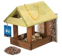 KOTARBAU® Mangeoire pour oiseaux en bois avec à suspendre Bois naturel Vert à suspendre + 0,5 kg de nourriture e