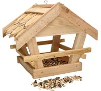 KOTARBAU® Mangeoire pour oiseaux en bois couverte de bardeaux à suspendre + 0,5 kg de nourriture e