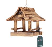 KOTARBAU® Mangeoire pour oiseaux en bois Mangeoire pour oiseaux à suspendre Flammée 22,5 x 26 cm Distributeur de nourriture pour oiseaux Résistant aux intempéries Mangeoire pour oiseaux