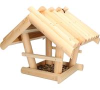 KOTARBAU® Mangeoire pour oiseaux en bois non peint Petite mangeoire en bois naturel à suspendre + 0,5 kg de nourriture e