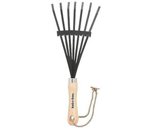 KOTARBAU® Mini Balai à Feuilles 150 mm Râteau en Acier Râteau avec Manche en Bois 38 cm Outils de Jardinage Accessoires pour Herbe