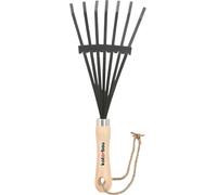 KOTARBAU® Mini-balai à feuilles 38 cm Râteau à feuilles avec manche en bois 7 dents pour feuilles d'herbe