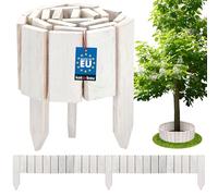 KOTARBAU Mini Clôture de Jardin Blanc 20 x 110 cm | Bordure de Pelouse | Palissade Anti-Rongeurs en Bois | Barrière pour Jardin