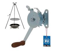 KOTARBAU® Moulinet de grill en acier galvanisé avec poignée en bois, manivelle de gril, manivelle pour gril