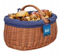 KOTARBAU® Natural Panier en osier avec anse grand | avec doublure en tissu bleu | Panier à provisions en osier tressé Paniers en osier avec anse Paniers à provisions Panier pique-nique tressé
