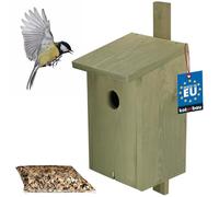 KOTARBAU® Nichoir en bois gris pour oiseaux avec nourriture pour étourneaux et mésanges pour le jardin