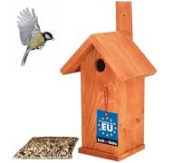 KOTARBAU® Nichoir en bois pour étoiles ou mésanges, Cabane à Oiseaux, rouge brique, 0,5 kg, soutien parfait pour nos amis volatils