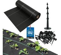 KOTARBAU® Non-tissé anti-mauvaises herbes 70 g/m² Non-tissé anti-mauvaises herbes pour jardin 0,4 x 100 m avec ancrage de terre Noir PP Non-tissé pour jardin Non-tissé anti-mauvaises herbes perméable 