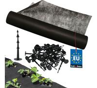 KOTARBAU® Non-tissé contre les mauvaises herbes 3,2 x 50 m Non-tissé contre les mauvaises herbes pour le jardin 50 g/m² PP noir Ancrage de terre Non-tissé contre les mauvaises herbes perméable à l'eau