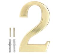 KOTARBAU® Numéro de maison 3D « 2 » en laiton - 20 cm - Pour maisons, établissements, hôtels, appartements - 100 % laiton