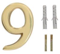 KOTARBAU® Numéro de maison 3D « 9 » en laiton 10 cm Numéro de porte pour maisons, colonies, hôtels, appartements, 100 % laiton