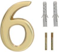 KOTARBAU® Numéro de maison 3D Chiffre "6" en laiton 10 cm Numéro de porte pour maisons, lotissements, hôtels, appartements 100% laiton
