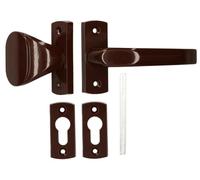 KOTARBAU® Paire de boutons 125 mm avec rosettes et carrées pour cylindre profilé (jeu de poignée+bouton, marron)