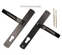 KOTARBAU® Paire de poignées 92 mm avec longue plaque noire pour cylindre profilé moderne universel