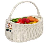 KOTARBAU® Panier de courses en osier blanc 440 x 280 mm avec anse tressé en osier pour les achats et pour pique-nique