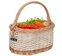 KOTARBAU® Panier de courses en osier blanc naturel 410 x 260 mm avec anse tressé en osier pour les achats et pour pique-nique