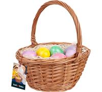 KOTARBAU® Panier de Pâques en osier avec anse Rond brun 22x17,5x25 cm Panier de Pâques Panier en osier avec anse Enfants Paniers en osier Champignons Panier tressé avec anse Paniers en osier Panier de