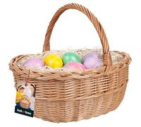 KOTARBAU® Panier de Pâques en Osier avec Anse - Rond Naturel - 33 x 26,5 x 29 cm - Tressé