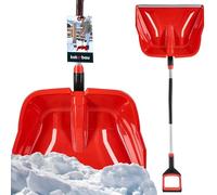 KOTARBAU® Pelle à neige en plastique 40 x 50 cm avec manche ergonomique en aluminium 144 cm Rouge avec ferrure en aluminium Appareil de déneigement Pelle à neige Pelle à neige Pelle à neige Pelle à