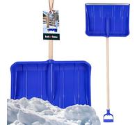 KOTARBAU® Pelle à neige en plastique 40 x 50 cm Pelle à neige en bois Poignée ergonomique 136 cm Bleu Pelle à neige avec ferrure en aluminium Appareil de déneigement Pelle à neige Pelle à neige Pelle