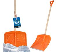 KOTARBAU® Pelle à neige Pelle à neige 45cm avec manche en bois Renforcée lame plastique avec ferrure métallique avec poignée ergonomique Orange 136 cm