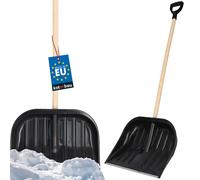 KOTARBAU® Pelle à neige Pelle à neige 48cm avec manche en bois Renforcée lame plastique avec ferrure métallique avec poignée ergonomique Noir 128 cm