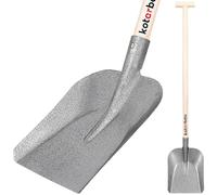 KOTARBAU® Pelle de jardin robuste de 285 x 230 mm pour manche de 38 mm de diamètre - Pelle en acier pour ramasser les aliments en vrac avec manche en bois