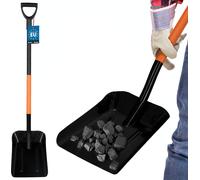 KOTARBAU® Pelle Métal Noir 27 cm Pelle à cendres Acier revêtu par poudre Pelle à cheminée 128 cm Pelle de jardin Grande Shovel Pelle à charbon Pelle Holsteiner pour cendres et charbon