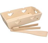 KOTARBAU Petit plateau en bois rectangulaire avec cœurs avec pince et spatule Plateau de service Plateau décoratif Plateau de cuisine