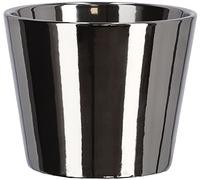 KOTARBAU® Petit pot de fleurs en céramique émaillée brillante Ø 11 cm (1 pièce, argent)