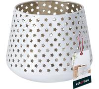 KOTARBAU® Photophore Étoiles Métal Blanc ⌀ 8 cm Hauteur 9 cm Acier ajouré Photophores Décoration de table Porte-photophores Grandes bougies chauffe-plat Métal Décoration de Noël
