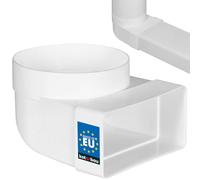 KOTARBAU® Pièce de dérivation plate à 90° pour conduit de ventilation - Rond et carré - 110 x 55 mm - En plastique - Diamètre : 100 mm - Blanc, 110 x 55 mm avec trou rond de 100 mm de diamètre