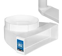 KOTARBAU® Pièce de dérivation plate à 90° pour conduit de ventilation - Rond et carré - 110 x 55 mm - En plastique - Diamètre : 100 mm - Blanc, 204 x 60 mm avec trou rond de 125 mm de diamètre