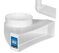 KOTARBAU® Pièce de déviation 90° pour canal de ventilation - 204 x 60 mm - En plastique - Raccord de transition - Diamètre : 100 mm - Blanc - Coude d'évacuation d'air - Raccord pour canal plat - Rond