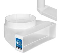 KOTARBAU® Pièce de déviation 90° pour canal de ventilation - 204 x 60 mm - En plastique - Raccord de transition - Diamètre : 125 mm - Blanc - Coude de canal d'air - Raccord pour canal plat, rond et