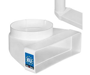 KOTARBAU® Pièce de déviation 90° pour canal de ventilation - 204 x 60 mm - En plastique - Raccord de transition - Diamètre : 125 mm - Blanc - Coude de canal d'air - Raccord pour canal plat, rond et