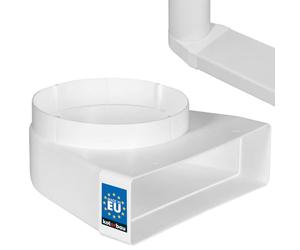 KOTARBAU® Pièce de déviation 90° pour canal de ventilation 204 x 60 mm Plastique Pièce de transition Ø 150 mm Blanc Connecteur de conduit Coude de conduit Air évacué Air d'admission Angle Canal d'air