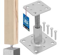 KOTARBAU® Support de poteau - 80 x 80 mm - Hauteur réglable de 90 à 150 mm - Galvanisé - À visser - Pied de support de sol en béton - Réglable